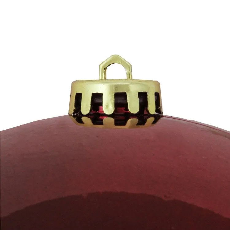 8" Burgundy Red Shatterproof Shiny Ball Christmas Ornament