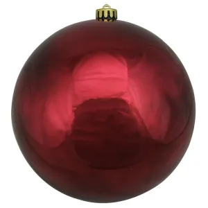 8" Burgundy Red Shatterproof Shiny Ball Christmas Ornament