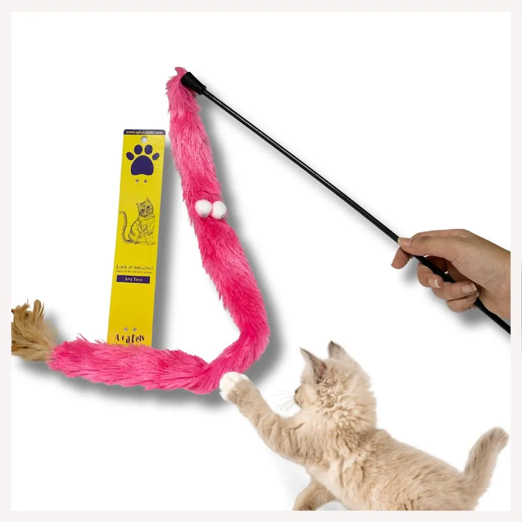 A a Pets' Cat Wand Teaser Interactive Toy with Feather Tail -  Pink