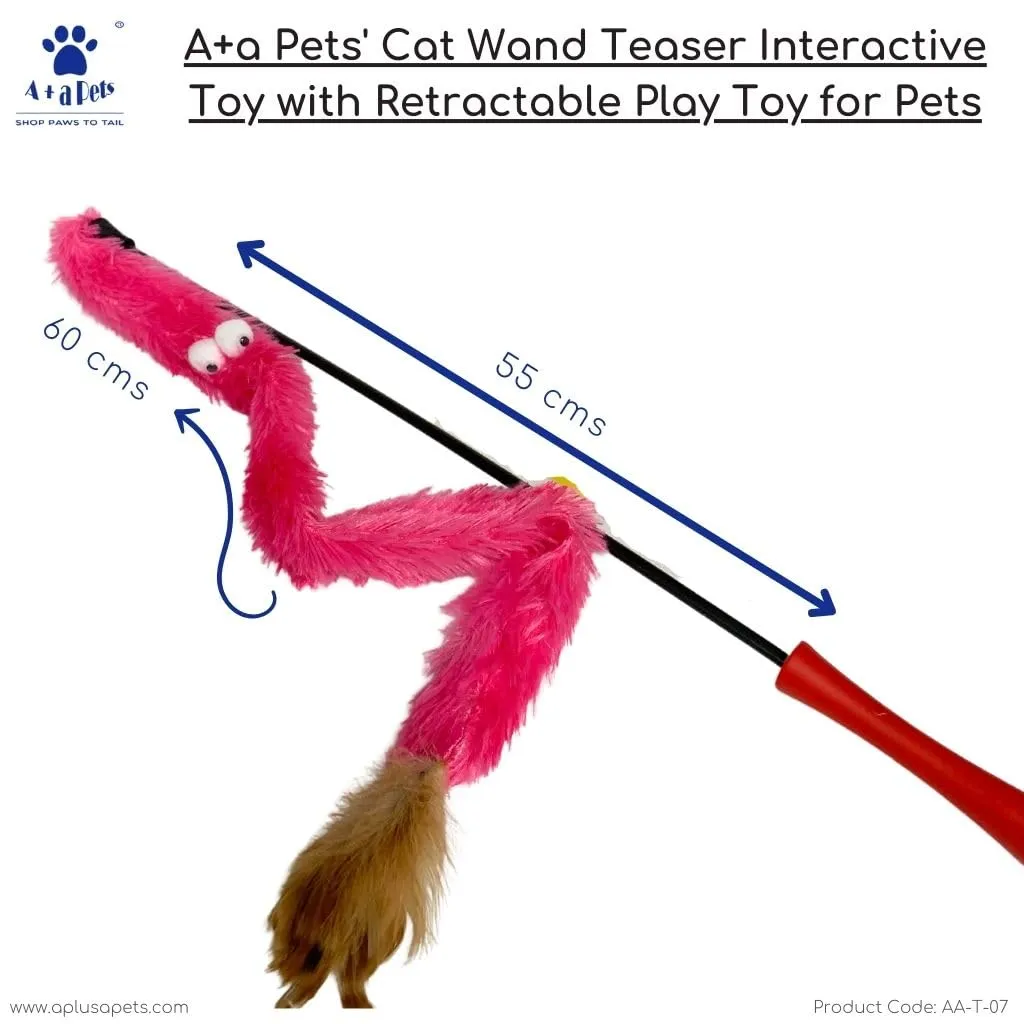 A a Pets' Cat Wand Teaser Interactive Toy with Feather Tail -  Pink