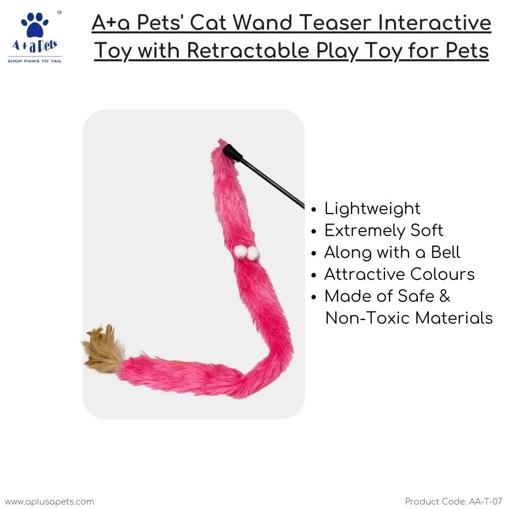 A a Pets' Cat Wand Teaser Interactive Toy with Feather Tail -  Pink