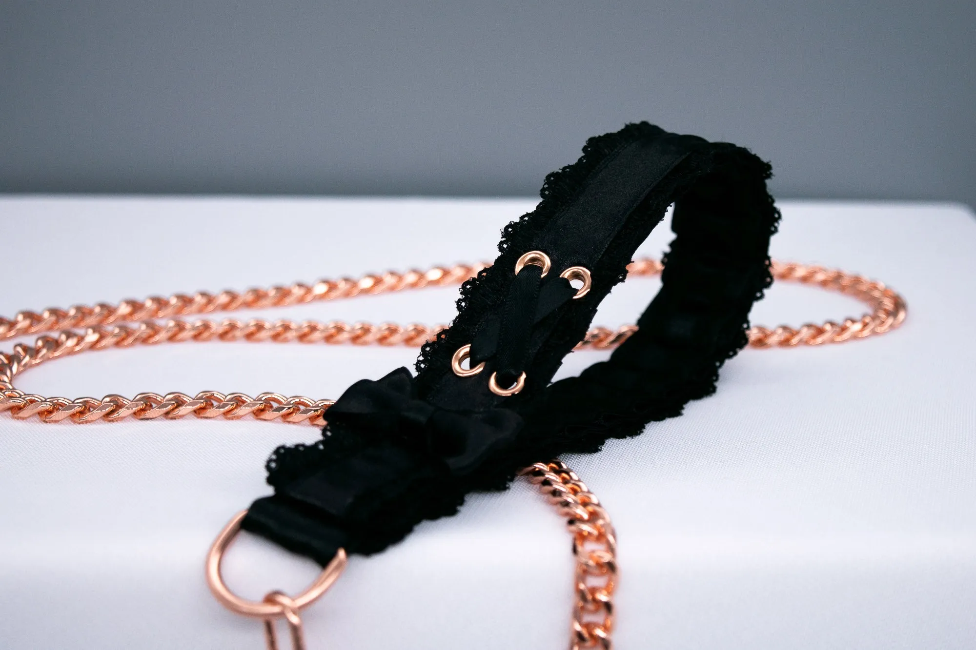 Black Lace Corset Rose Gold Leash