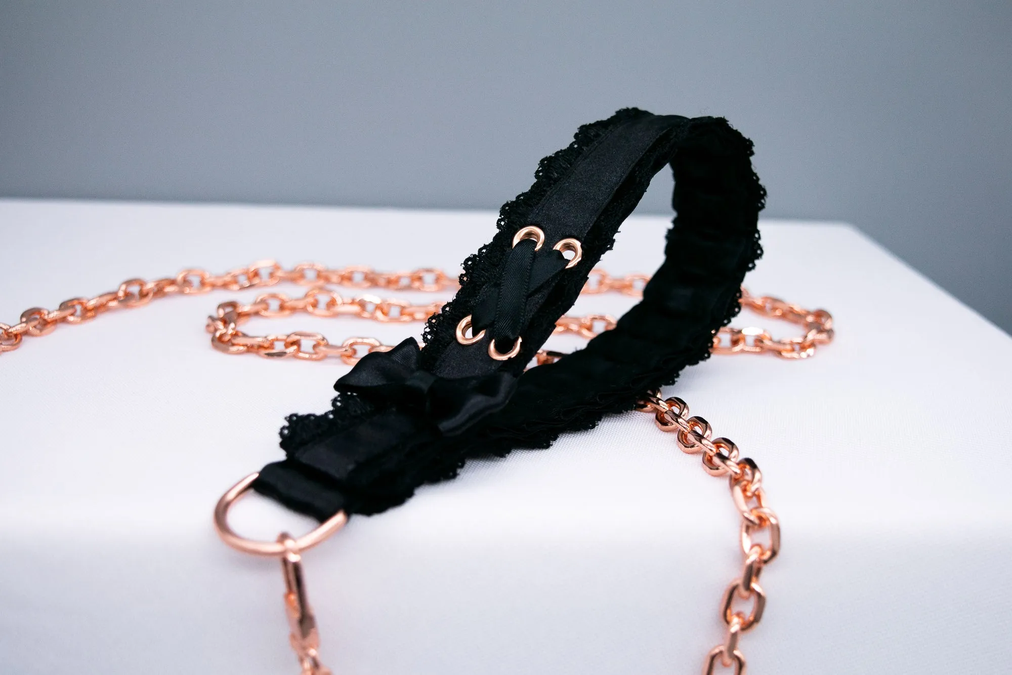 Black Lace Corset Rose Gold Leash