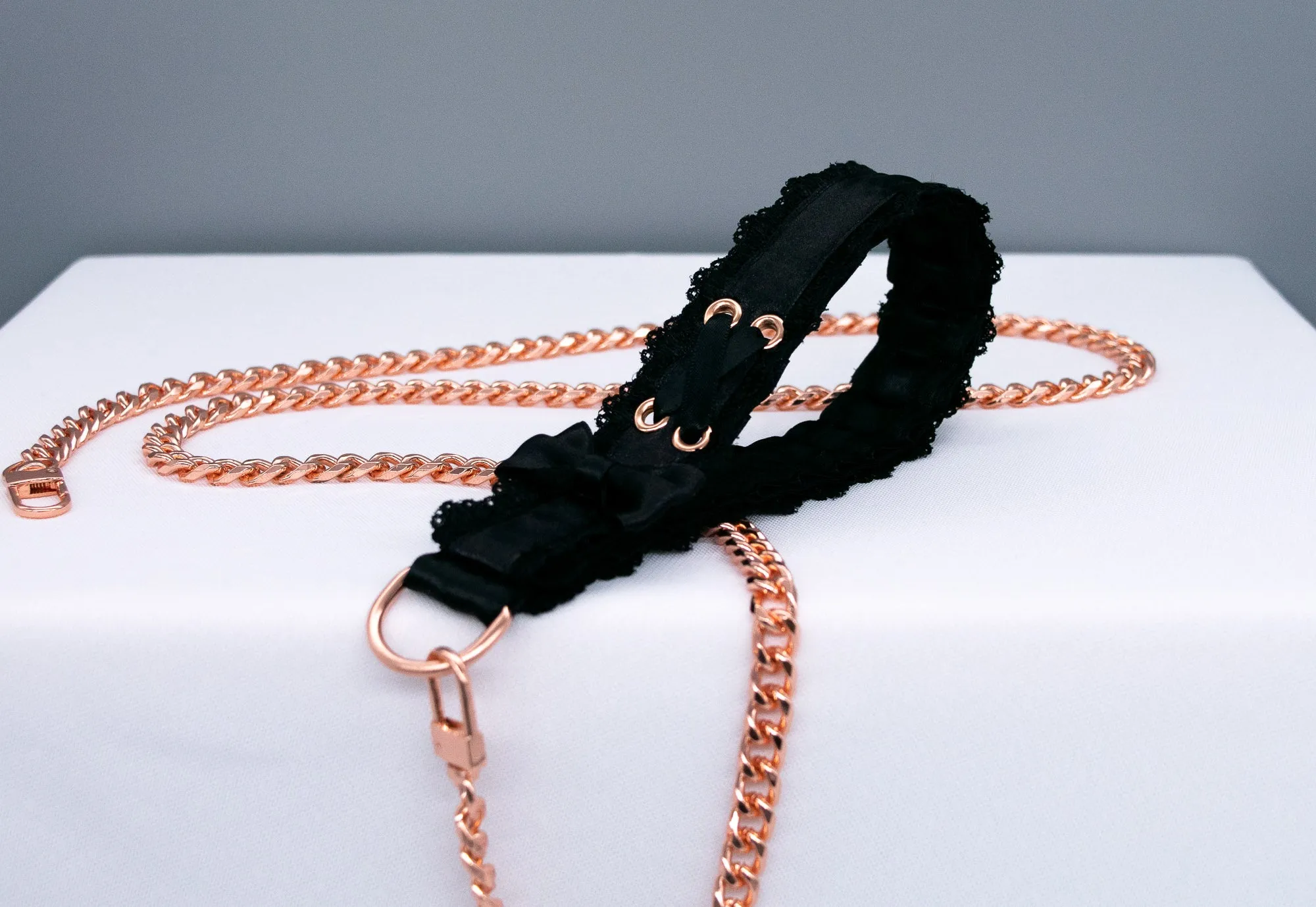 Black Lace Corset Rose Gold Leash