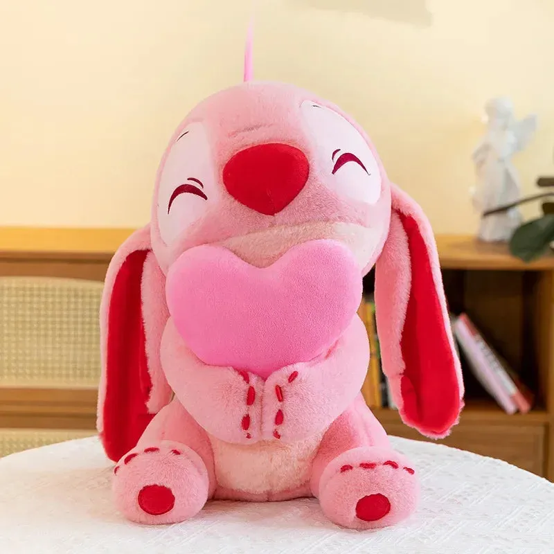 Disney Kawaii Lilo and Stitch Plush Toy | Pink Cherry Blossom Anime Stuffed Plushie, Soft Gift for Kids