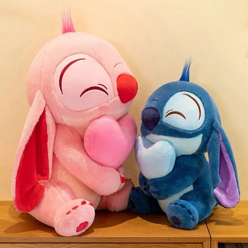 Disney Kawaii Lilo and Stitch Plush Toy | Pink Cherry Blossom Anime Stuffed Plushie, Soft Gift for Kids