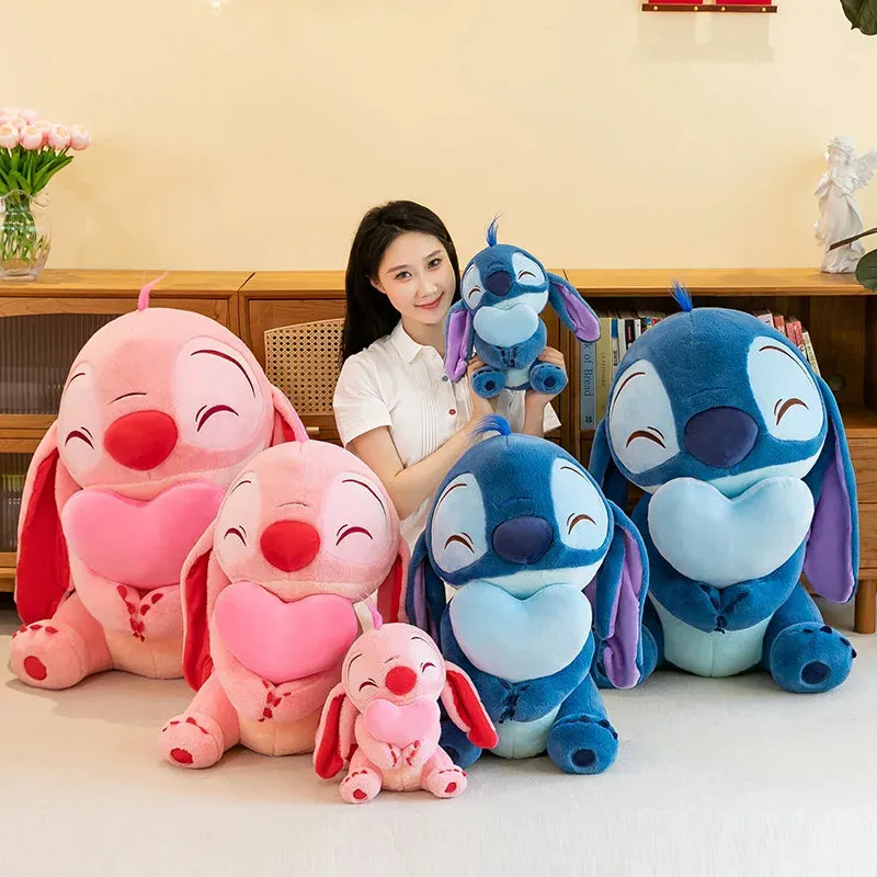 Disney Kawaii Lilo and Stitch Plush Toy | Pink Cherry Blossom Anime Stuffed Plushie, Soft Gift for Kids