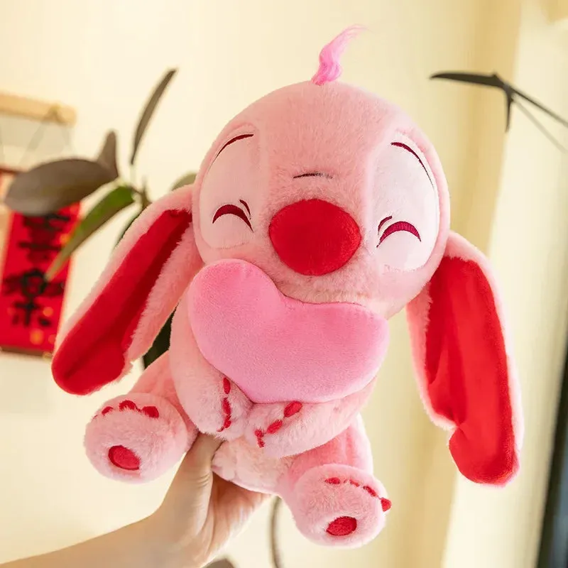 Disney Kawaii Lilo and Stitch Plush Toy | Pink Cherry Blossom Anime Stuffed Plushie, Soft Gift for Kids