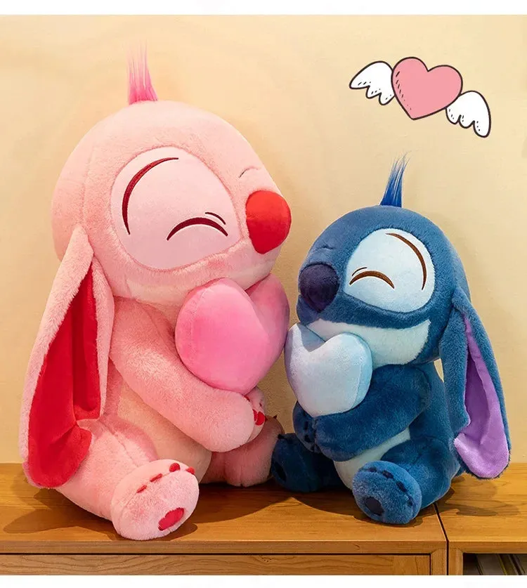 Disney Kawaii Lilo and Stitch Plush Toy | Pink Cherry Blossom Anime Stuffed Plushie, Soft Gift for Kids