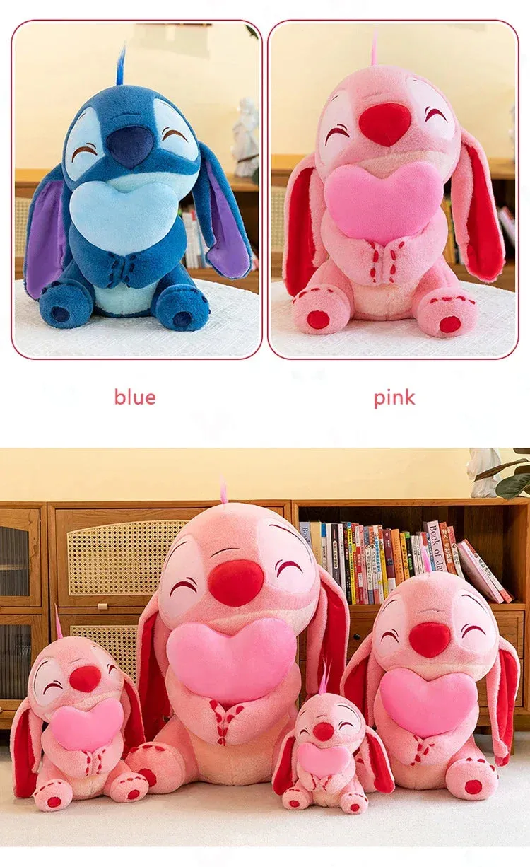 Disney Kawaii Lilo and Stitch Plush Toy | Pink Cherry Blossom Anime Stuffed Plushie, Soft Gift for Kids