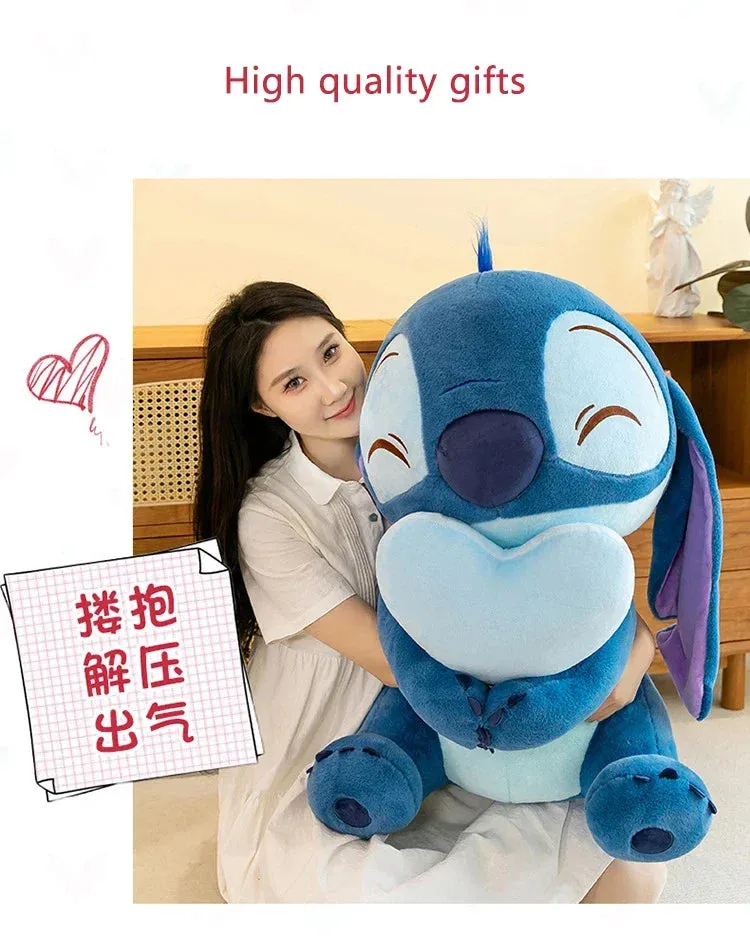 Disney Kawaii Lilo and Stitch Plush Toy | Pink Cherry Blossom Anime Stuffed Plushie, Soft Gift for Kids