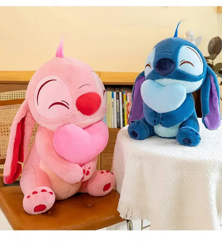 Disney Kawaii Lilo and Stitch Plush Toy | Pink Cherry Blossom Anime Stuffed Plushie, Soft Gift for Kids