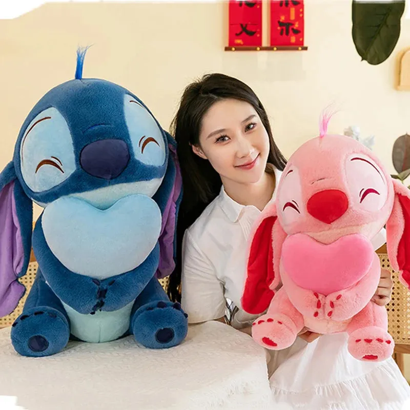 Disney Kawaii Lilo and Stitch Plush Toy | Pink Cherry Blossom Anime Stuffed Plushie, Soft Gift for Kids