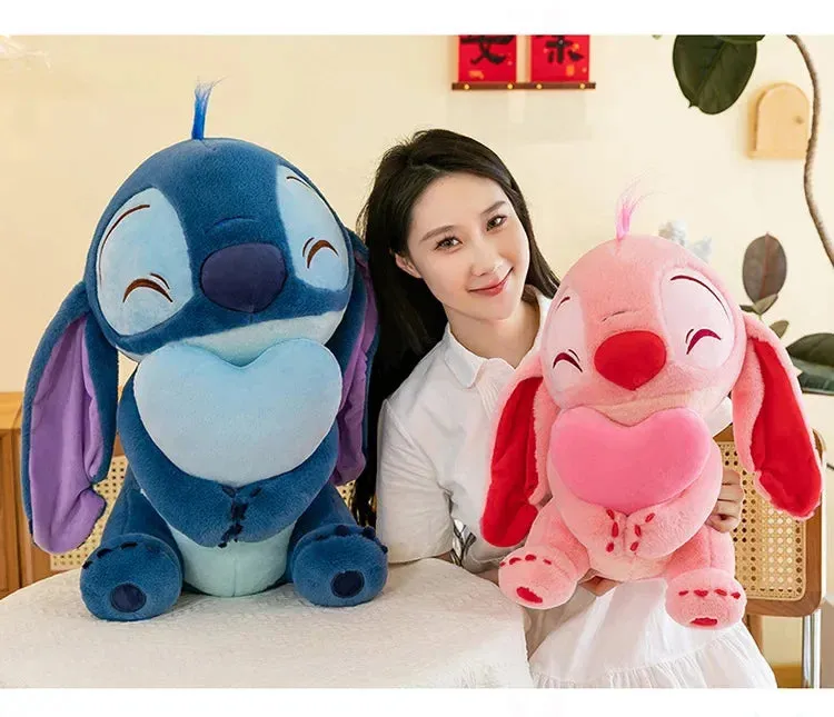 Disney Kawaii Lilo and Stitch Plush Toy | Pink Cherry Blossom Anime Stuffed Plushie, Soft Gift for Kids