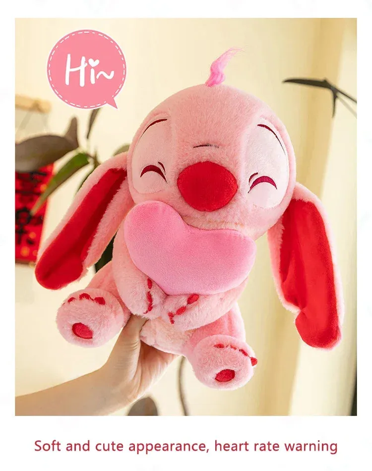 Disney Kawaii Lilo and Stitch Plush Toy | Pink Cherry Blossom Anime Stuffed Plushie, Soft Gift for Kids