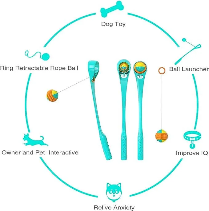 Dog Ball Launcher Thrower Set With Multipurpose Chew Ball