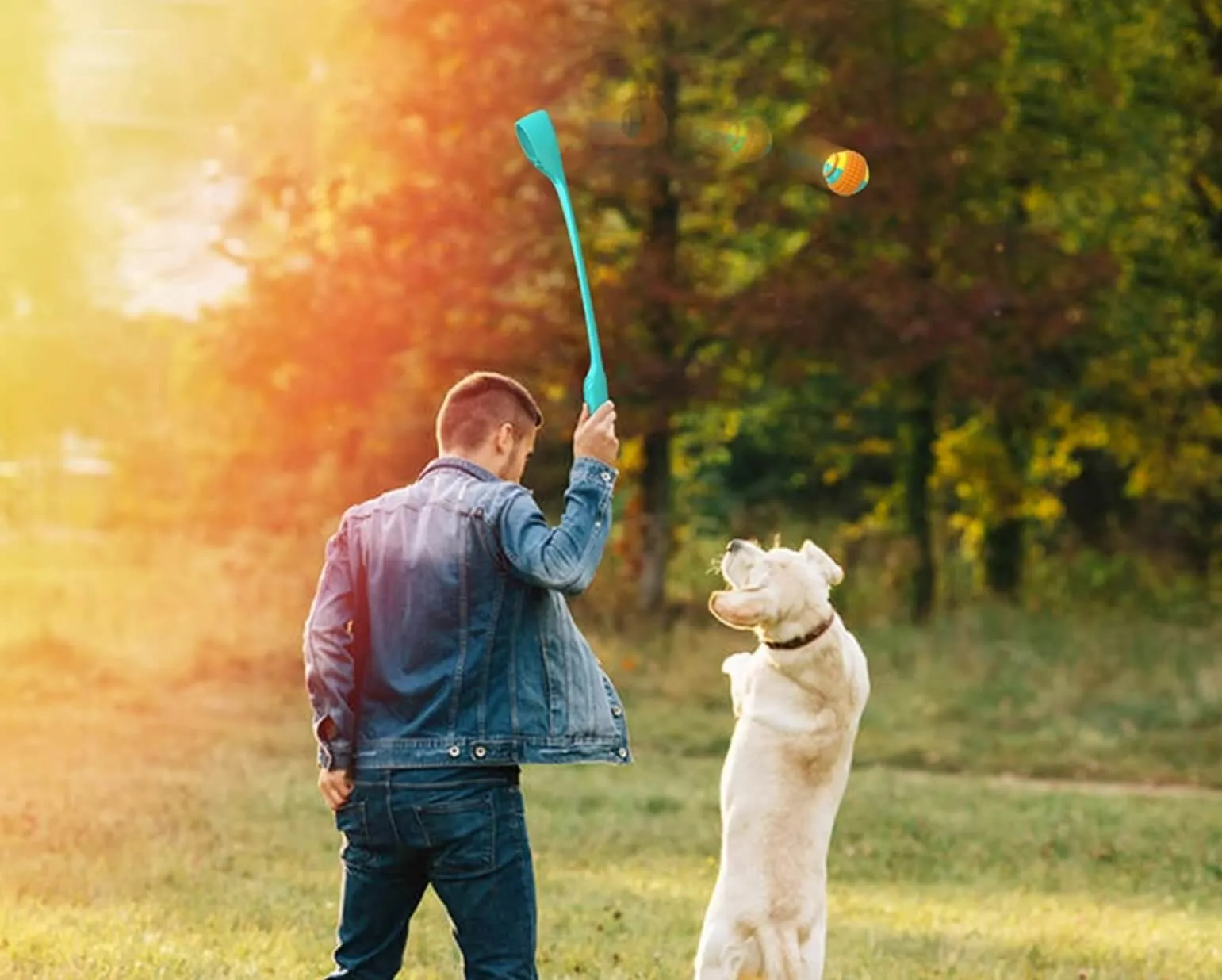 Dog Ball Launcher Thrower Set With Multipurpose Chew Ball