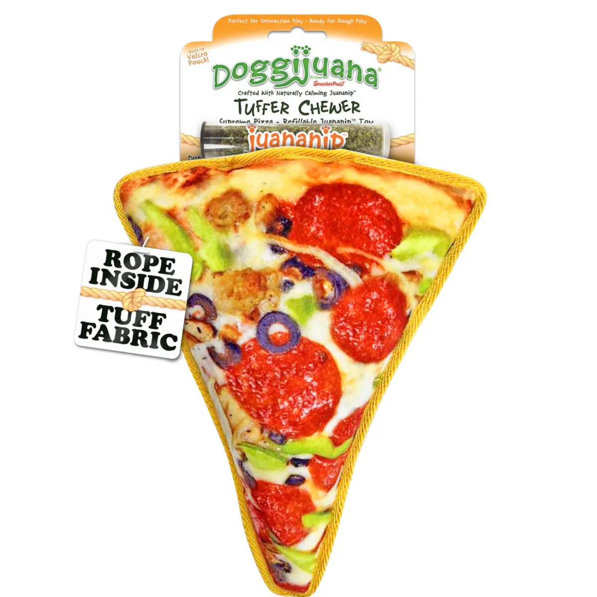 Doggijuana Tuffer Chewer Refillable Supreme Pizza Dog Toy