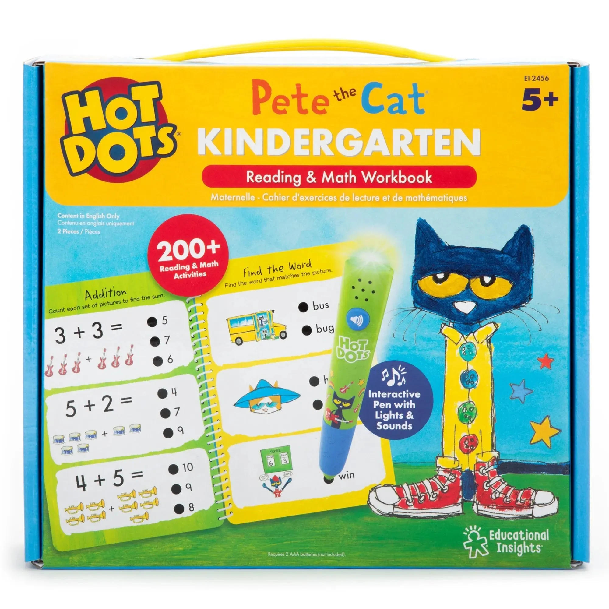 Educational Insights - Hot Dots - Pete the Cat - Kindergarten Reading & Math Workbook