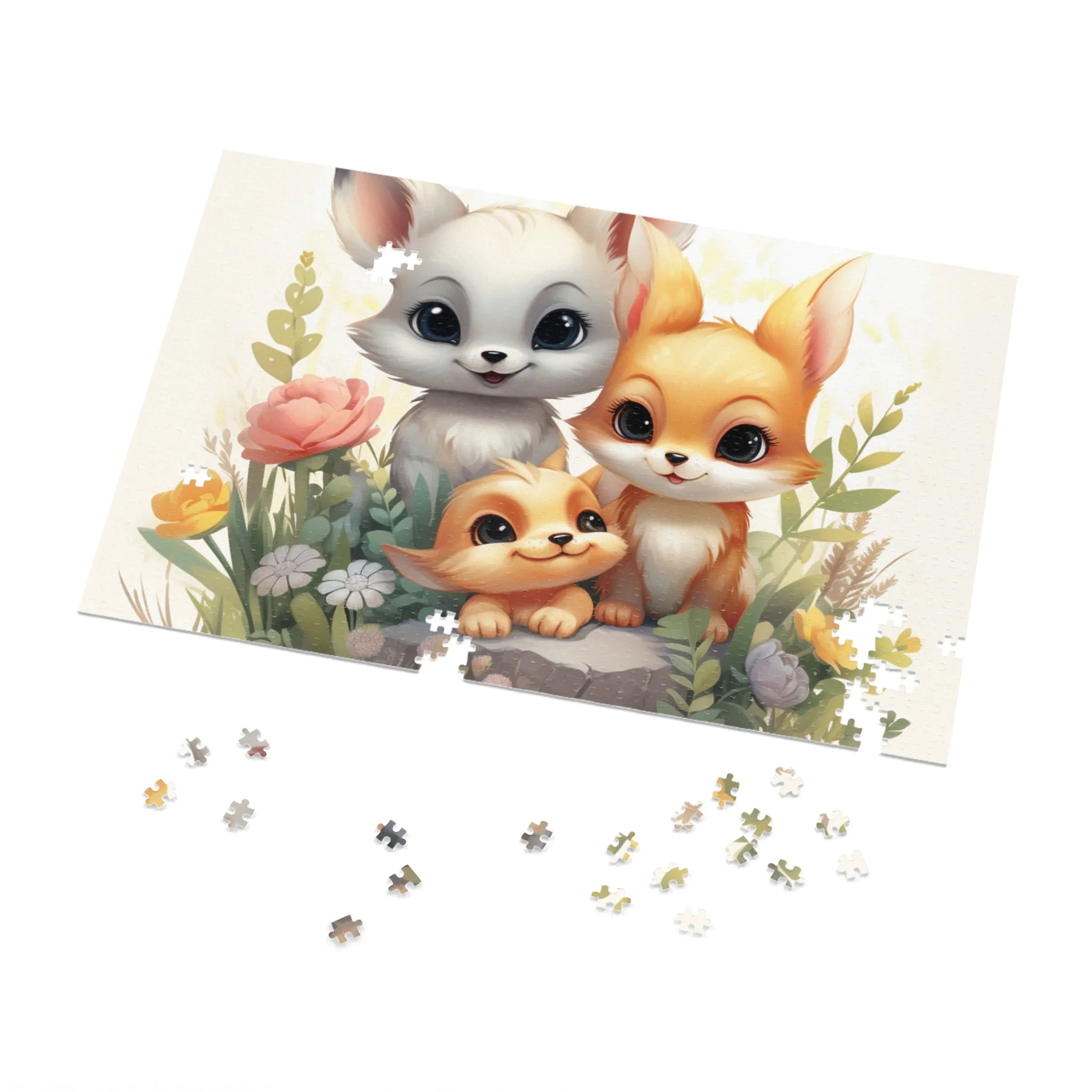 Jigsaw Puzzle, Fox Family, Personalised/Non-Personalised (30, 110, 252, 500,1000-Piece)