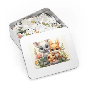 Jigsaw Puzzle, Fox Family, Personalised/Non-Personalised (30, 110, 252, 500,1000-Piece)