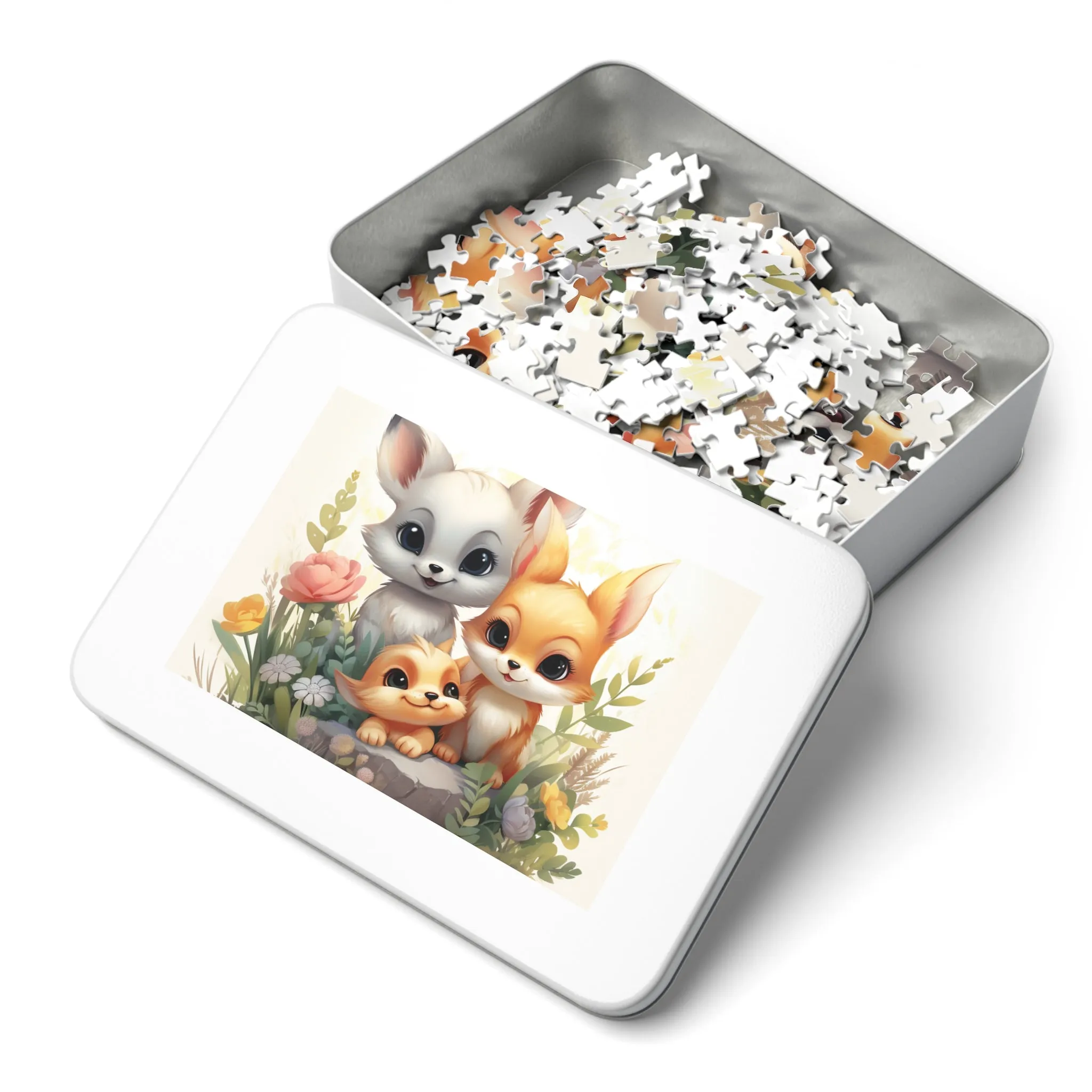 Jigsaw Puzzle, Fox Family, Personalised/Non-Personalised (30, 110, 252, 500,1000-Piece)