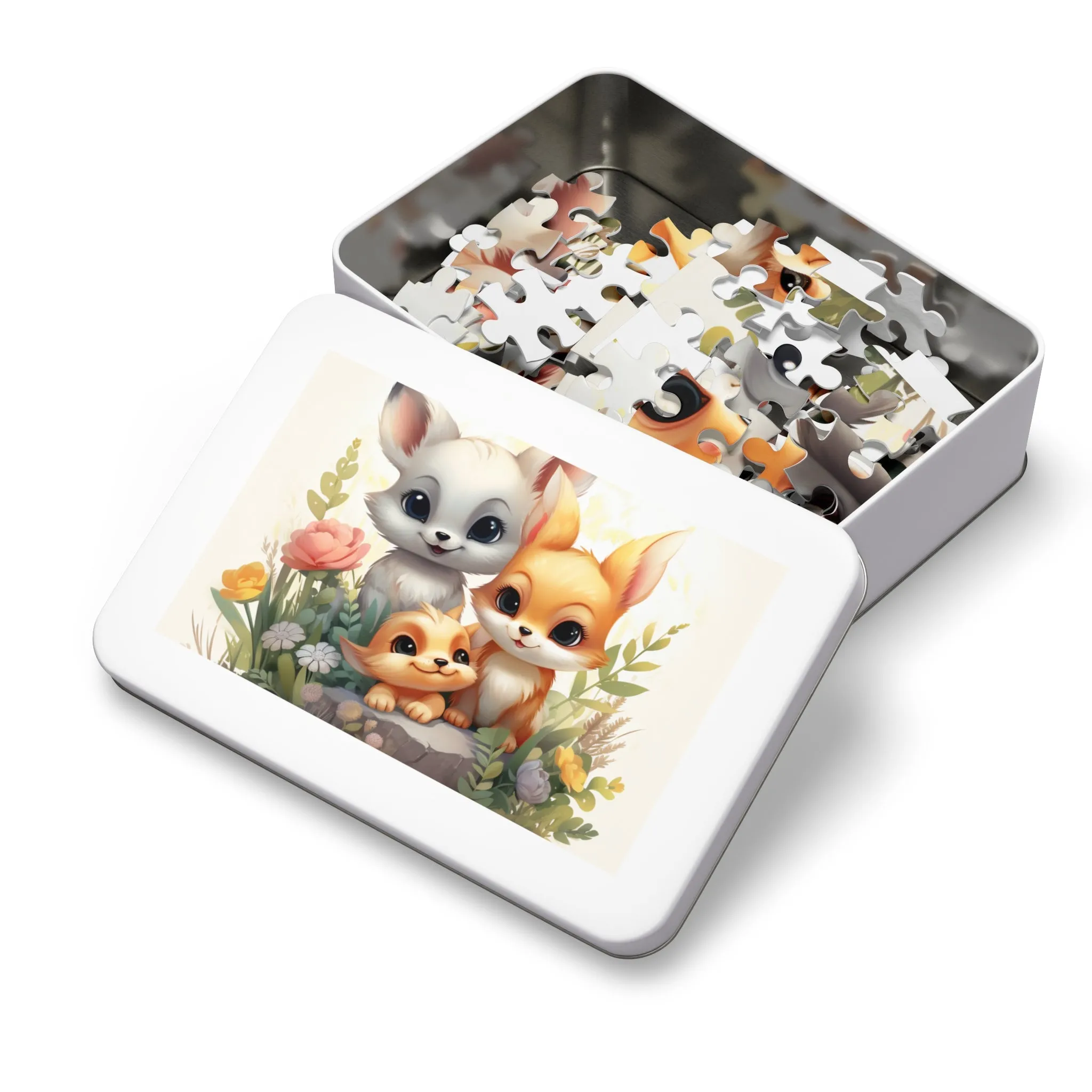 Jigsaw Puzzle, Fox Family, Personalised/Non-Personalised (30, 110, 252, 500,1000-Piece)