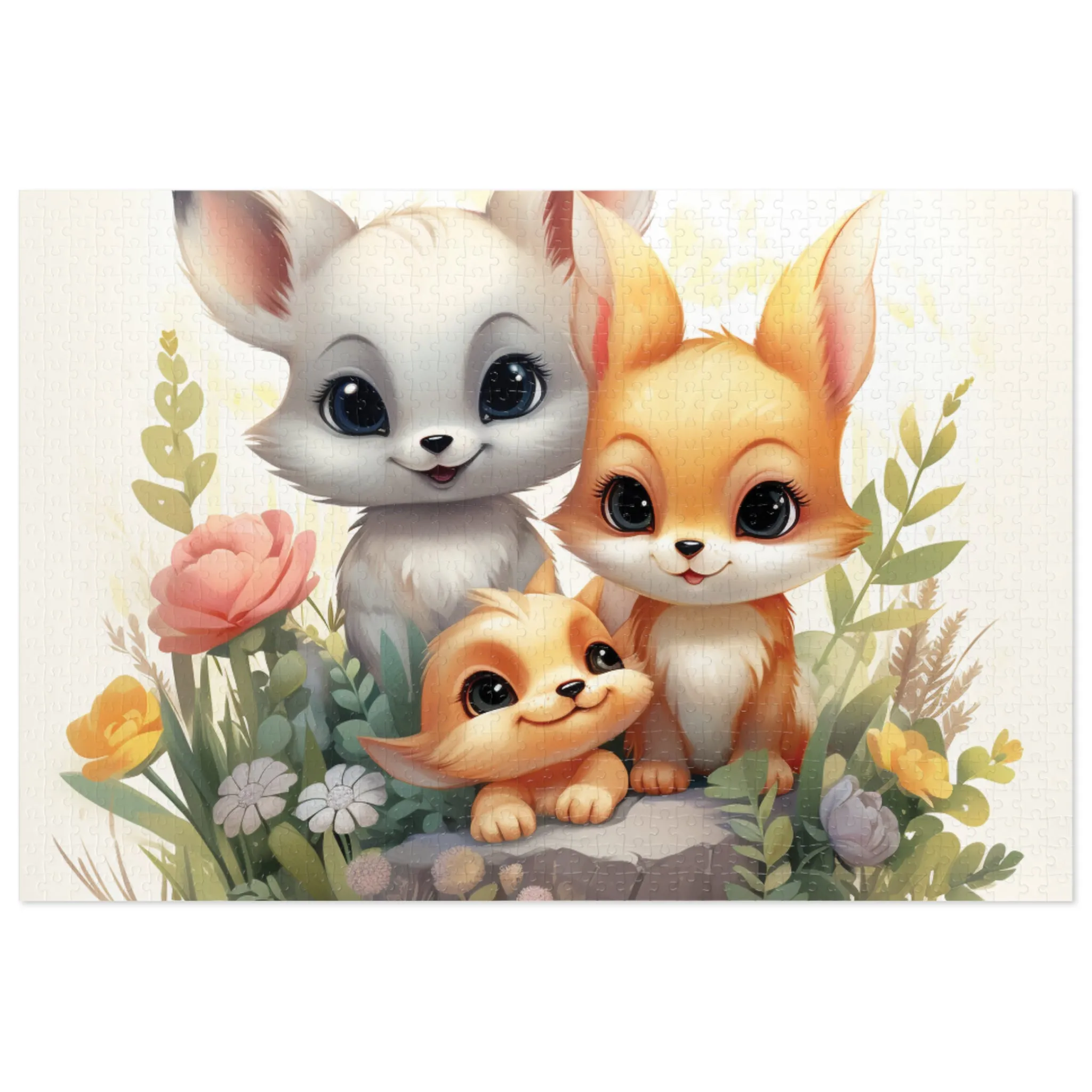 Jigsaw Puzzle, Fox Family, Personalised/Non-Personalised (30, 110, 252, 500,1000-Piece)