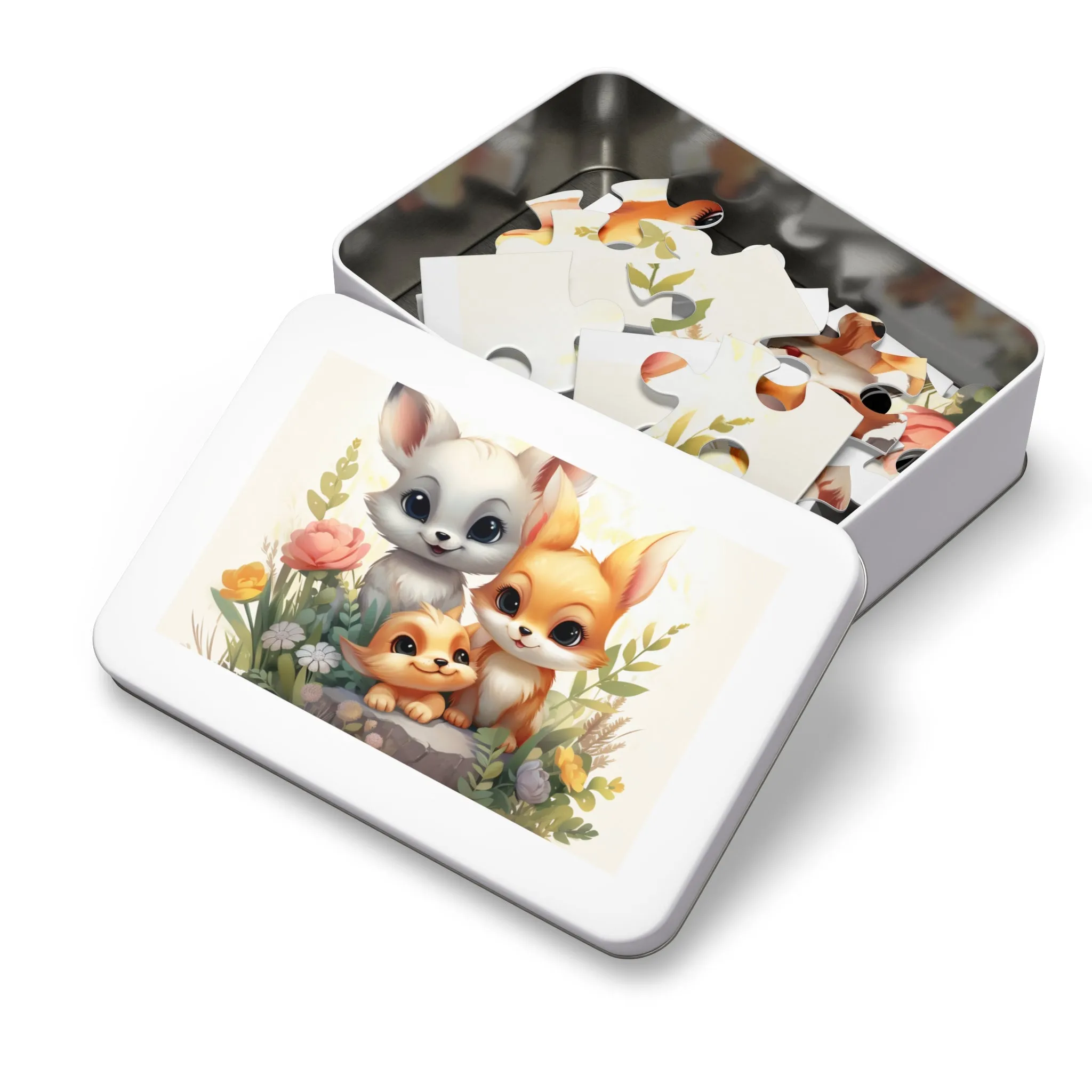 Jigsaw Puzzle, Fox Family, Personalised/Non-Personalised (30, 110, 252, 500,1000-Piece)