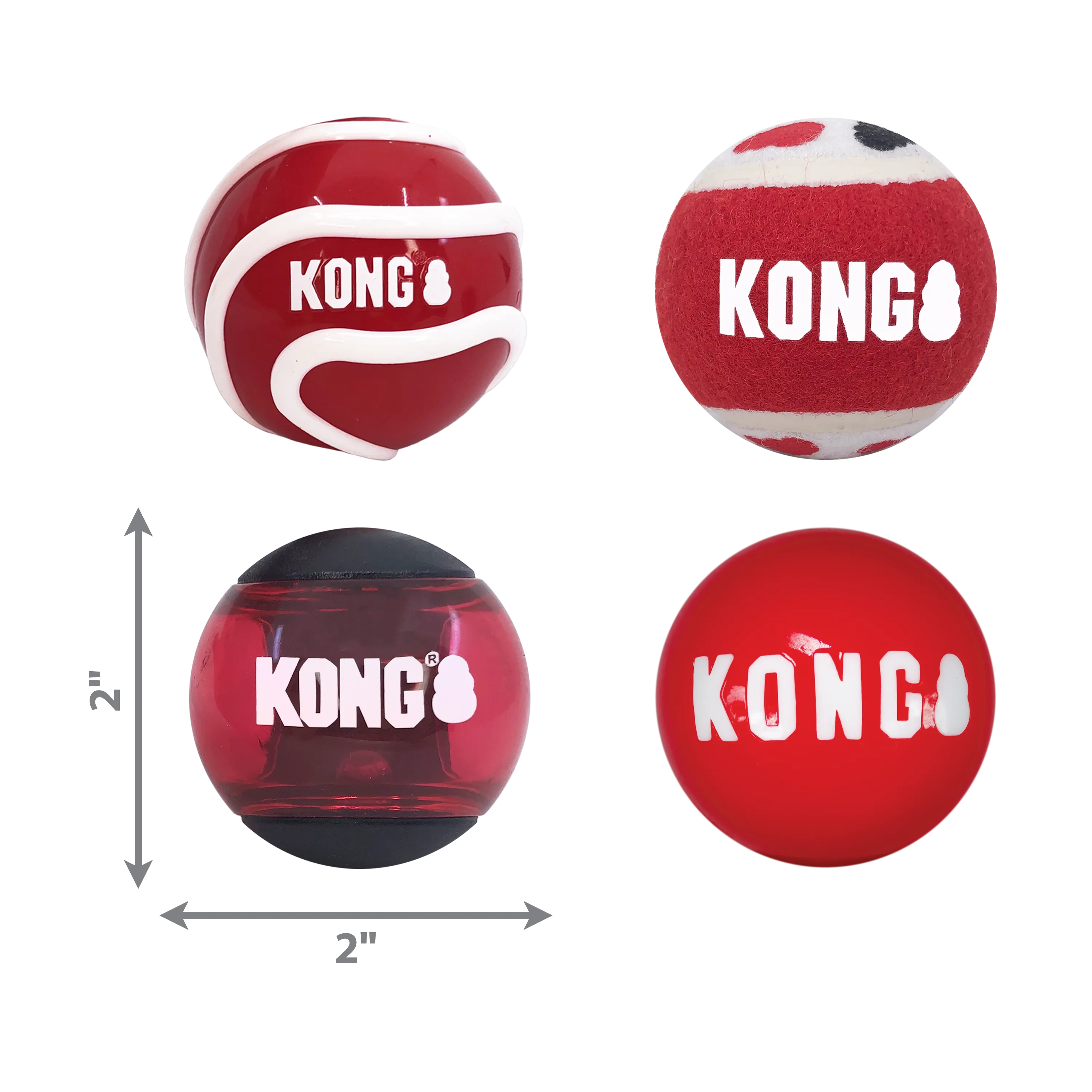 Kong Small Signature Balls Assorted-4-Pack, Dog Toy