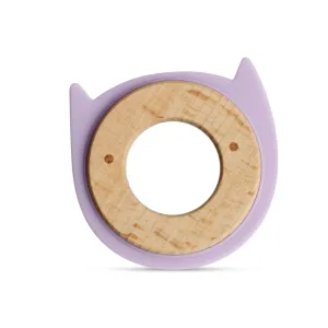 Little Rawr Wood   Silicone Disc Teether- Kitty(Purple)