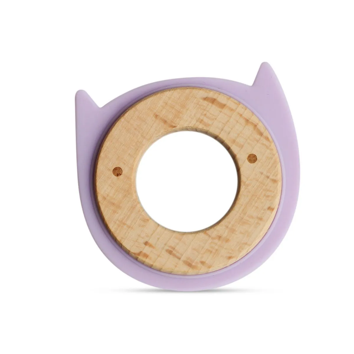 Little Rawr Wood   Silicone Disc Teether- Kitty(Purple)