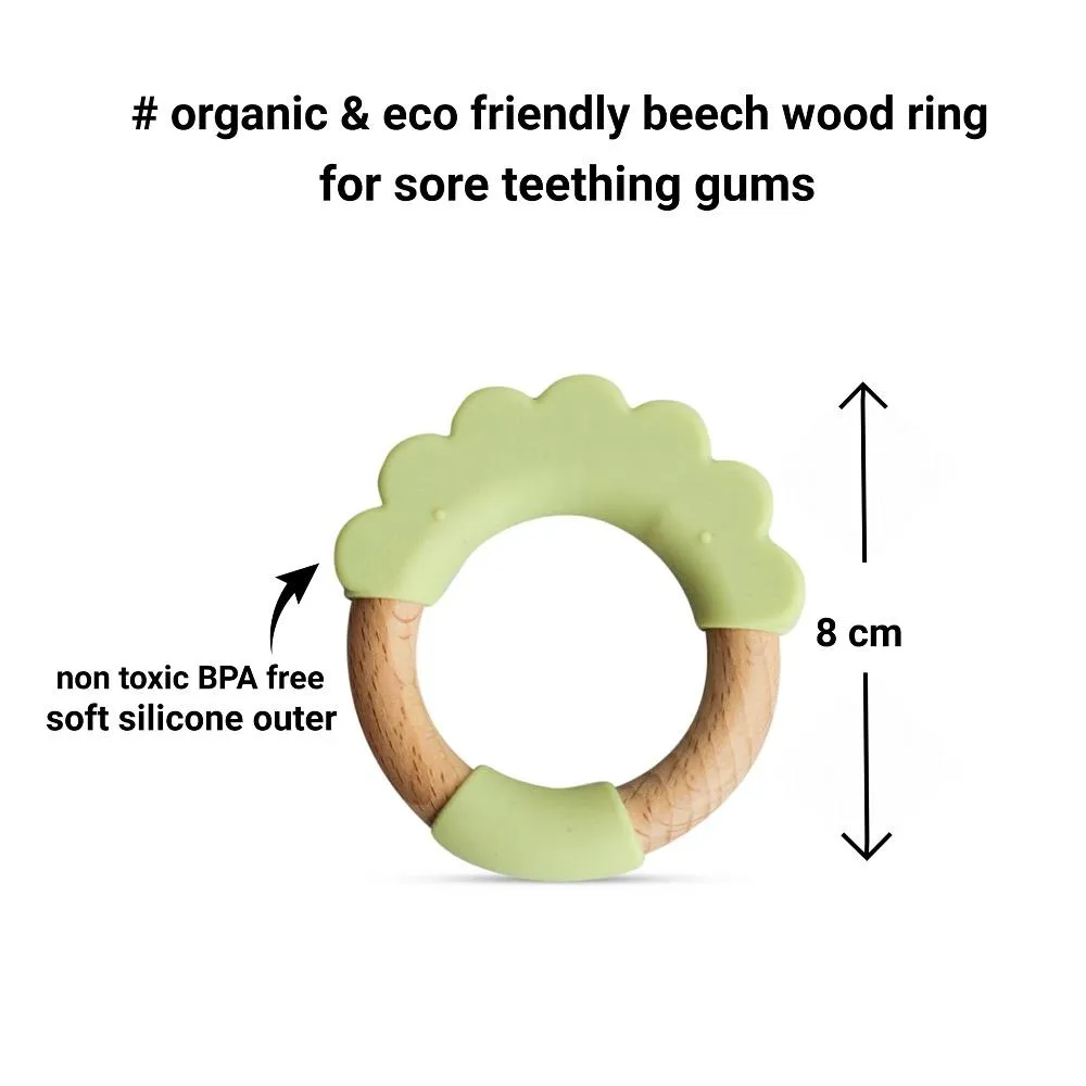 Little Rawr Wood   Silicone Teether Ring- Rabbit(Pink)