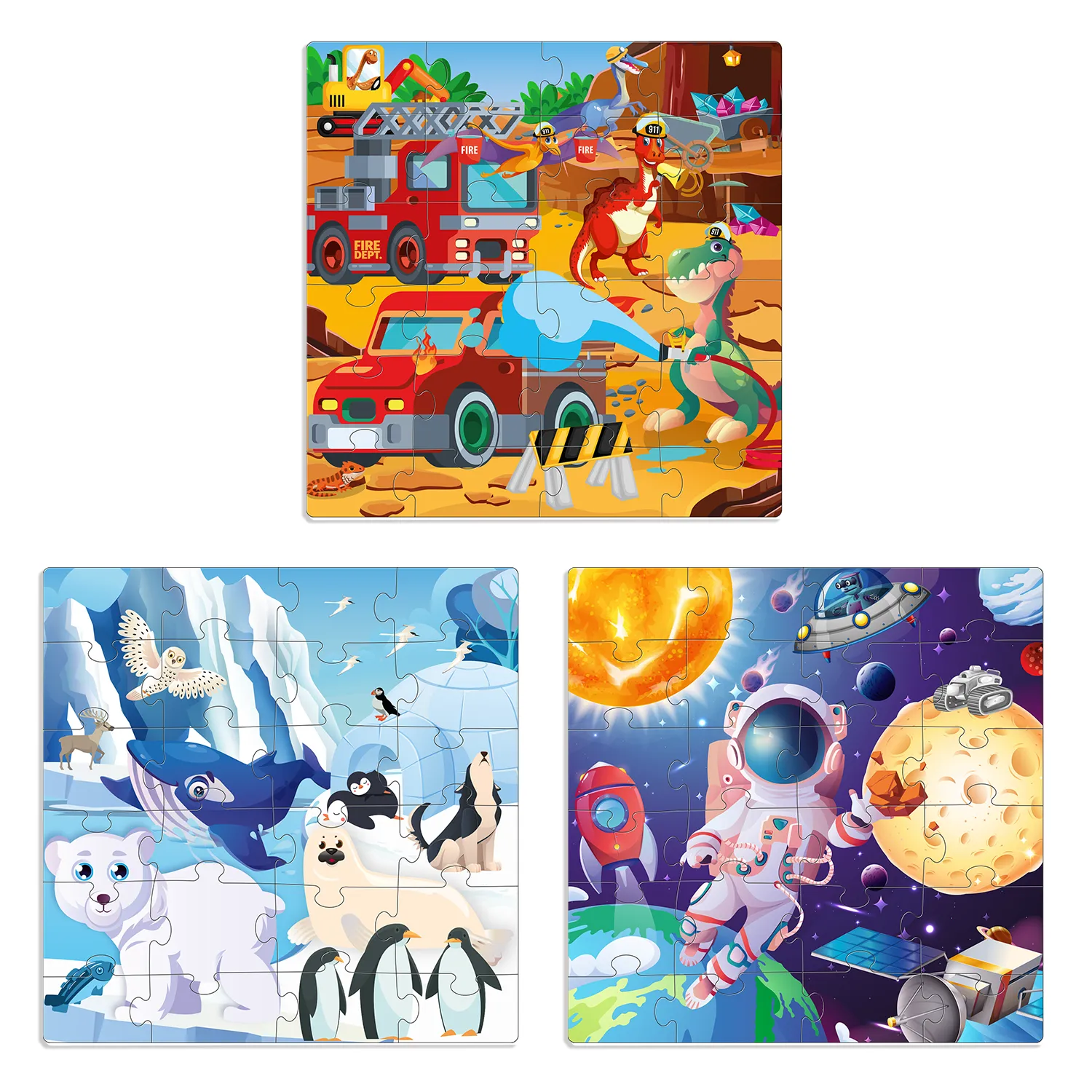 Magnetic Book 3x24 Pcs Puzzles for Kids | Space, Animals