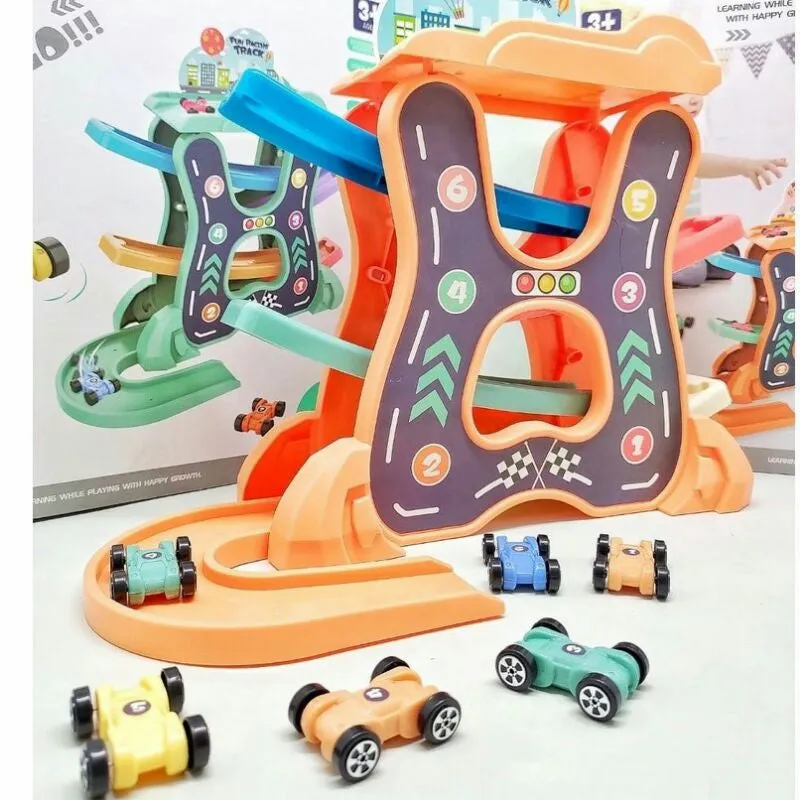 Manual Fun Racing Track Set With 6 Mini Cars