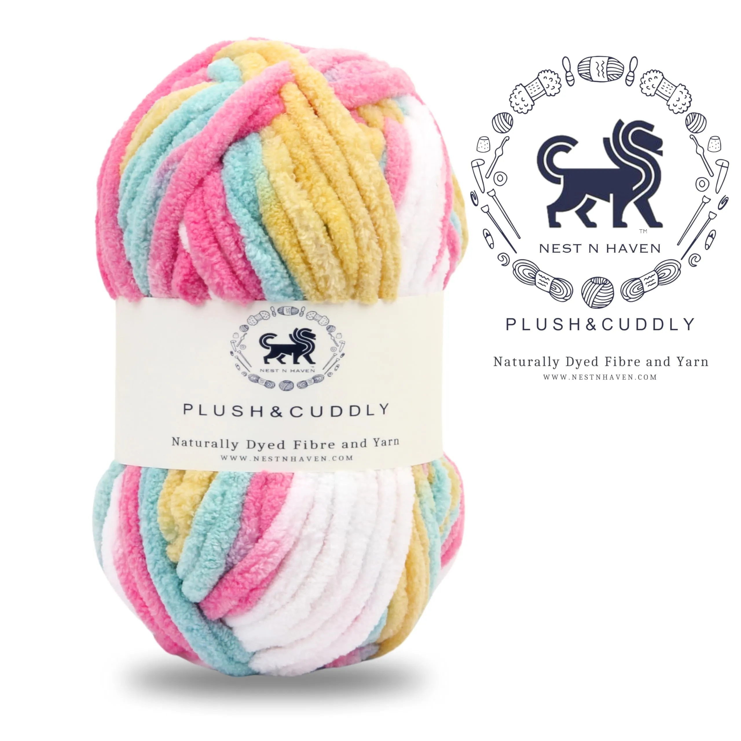 NESTNHAVEN, Wool, Plush & Cuddly, Chenille Yarn Supersoft Knitting Wool Ball, (1 Ball/100 Gram Each) Multi Colour Ball Suitable for Craft, Babywear, Baby Blankets, 5 Bulky, Shade no - NNHB008