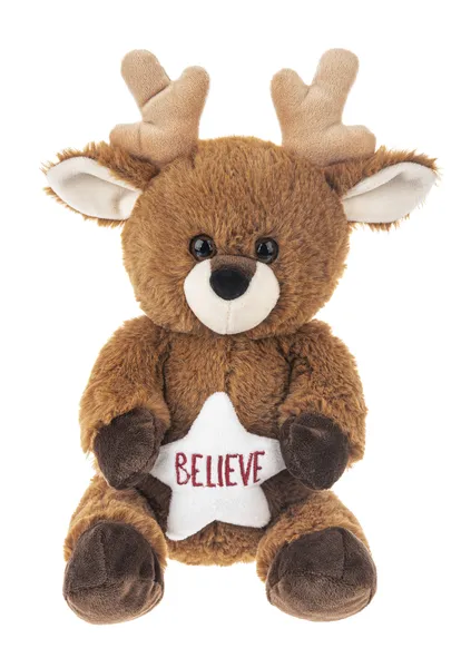 Plush Reindeer Holding Star - Merry Christmas, Be My Deer or Believe