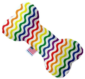 Rainbow Fun Stripes 10 Inch Canvas Bone Dog Toy