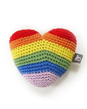 Rainbow Heart Knit Dog Toy