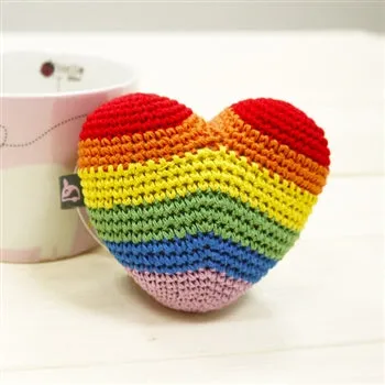 Rainbow Heart Knit Dog Toy