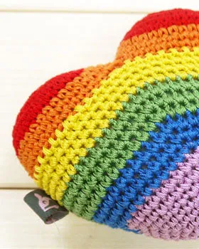 Rainbow Heart Knit Dog Toy