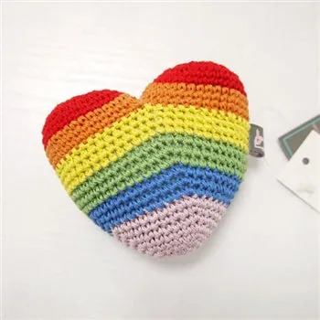 Rainbow Heart Knit Dog Toy