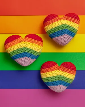 Rainbow Heart Knit Dog Toy