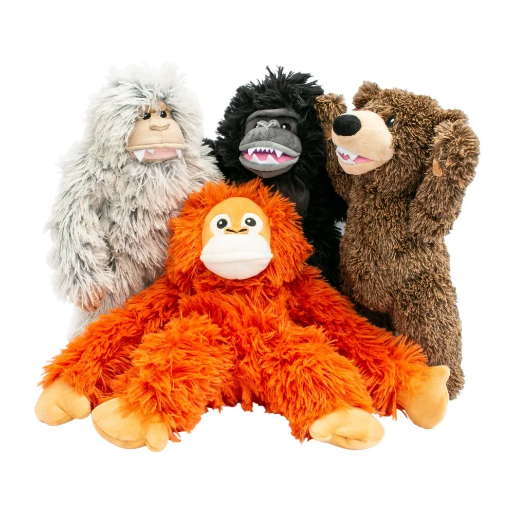 Squeaky Plush Dog Toy: Orangutan Rope Body